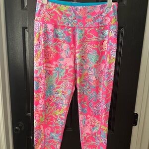Lilly Pulitzer Vibrant Pink and Green Kids Leggings